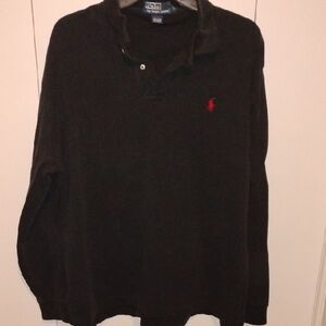 Polo by Ralph Lauren Black Long Sleeve Rugby with Red Pony Logo